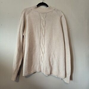 Vintage Y2K Alex Stevens Cable Knit Sweater Mens XL Ivory Preppy Business Cotton